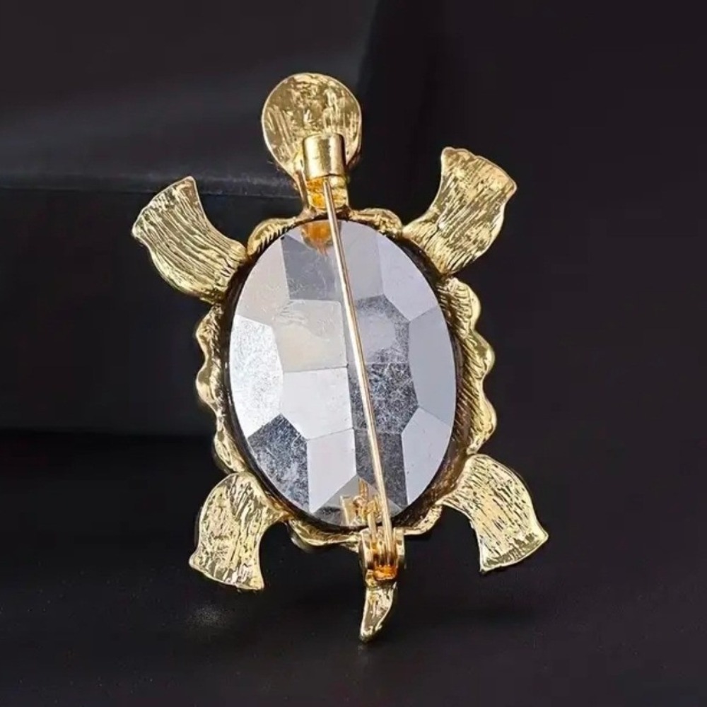 Purple Rhinestone‎ Sea Turtle Brooch Gold Tone Crystal Animal Pin - Picture 2 of 4